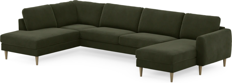 Bridge - 3-sits soffa med divan vänster och schäslong höger - Grön