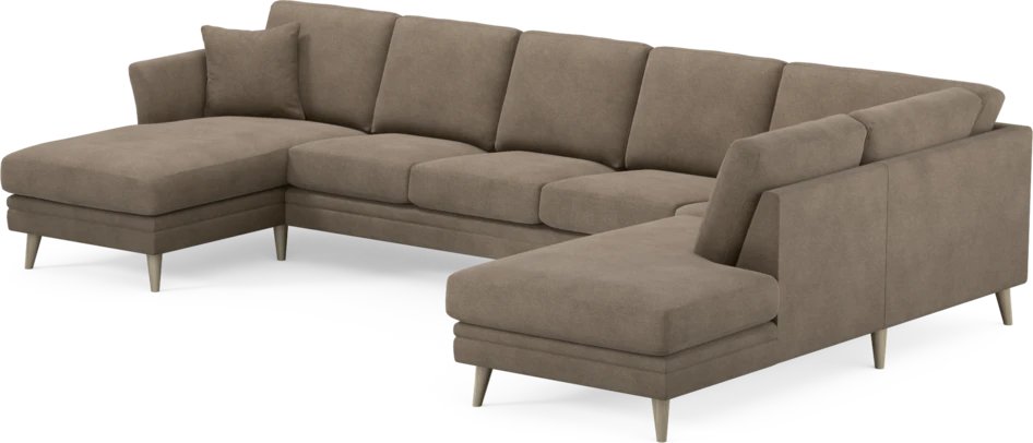 Eden - 3-sits soffa med schäslong vänster och divan höger - Brun