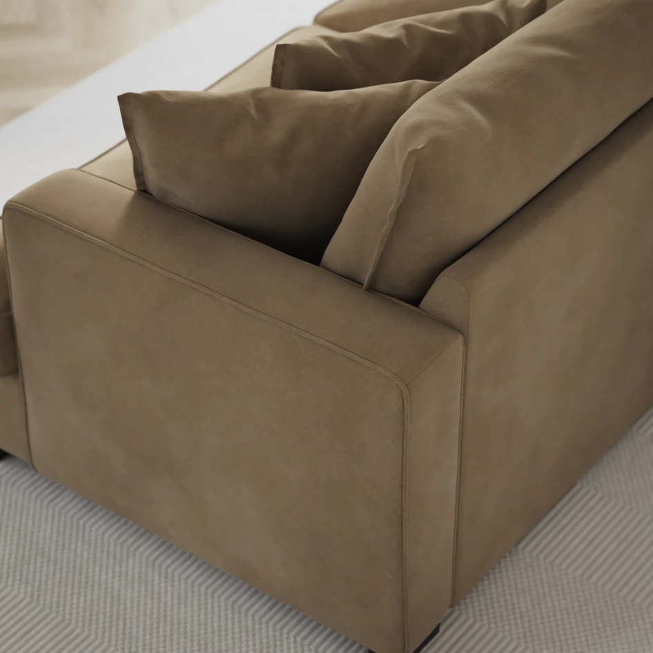 Mila - 3-sits soffa med divan vänster, hel dyna - Beige