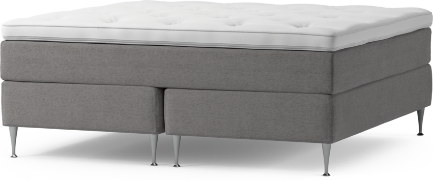 Delux Dream - Kontinentalsäng, dubbelsäng med bäddmadrass och sängben - Grå