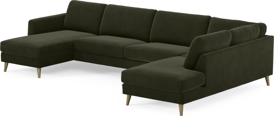 Bridge - 3-sits soffa med schäslong vänster och divan höger - Grön