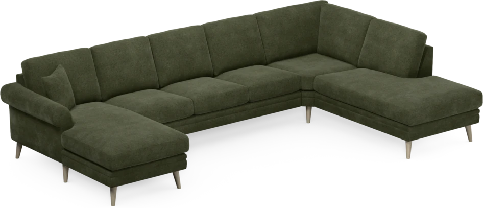 Eden - 3-sits soffa med schäslong vänster och divan höger - Grön