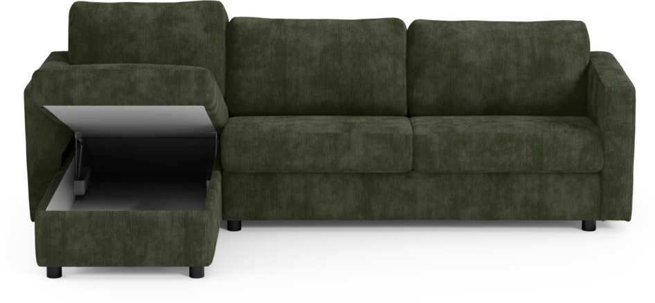 Lindö - Bäddsoffa 2,5-sits med schäslong, vändbar - Grön