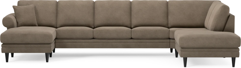Eden - 3-sits soffa med schäslong vänster och divan höger - Brun