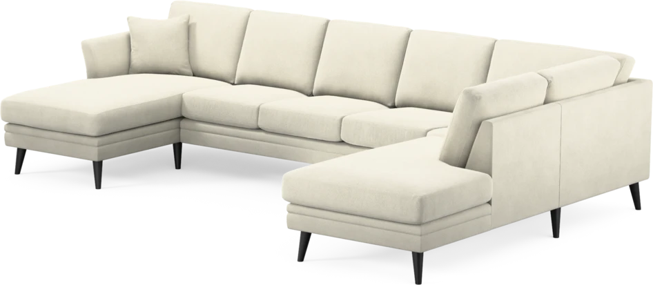 Eden - 3-sits soffa med schäslong vänster och divan höger - Vit