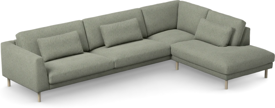 Willow - 4-sits soffa med divan höger, fast klädsel - Grön