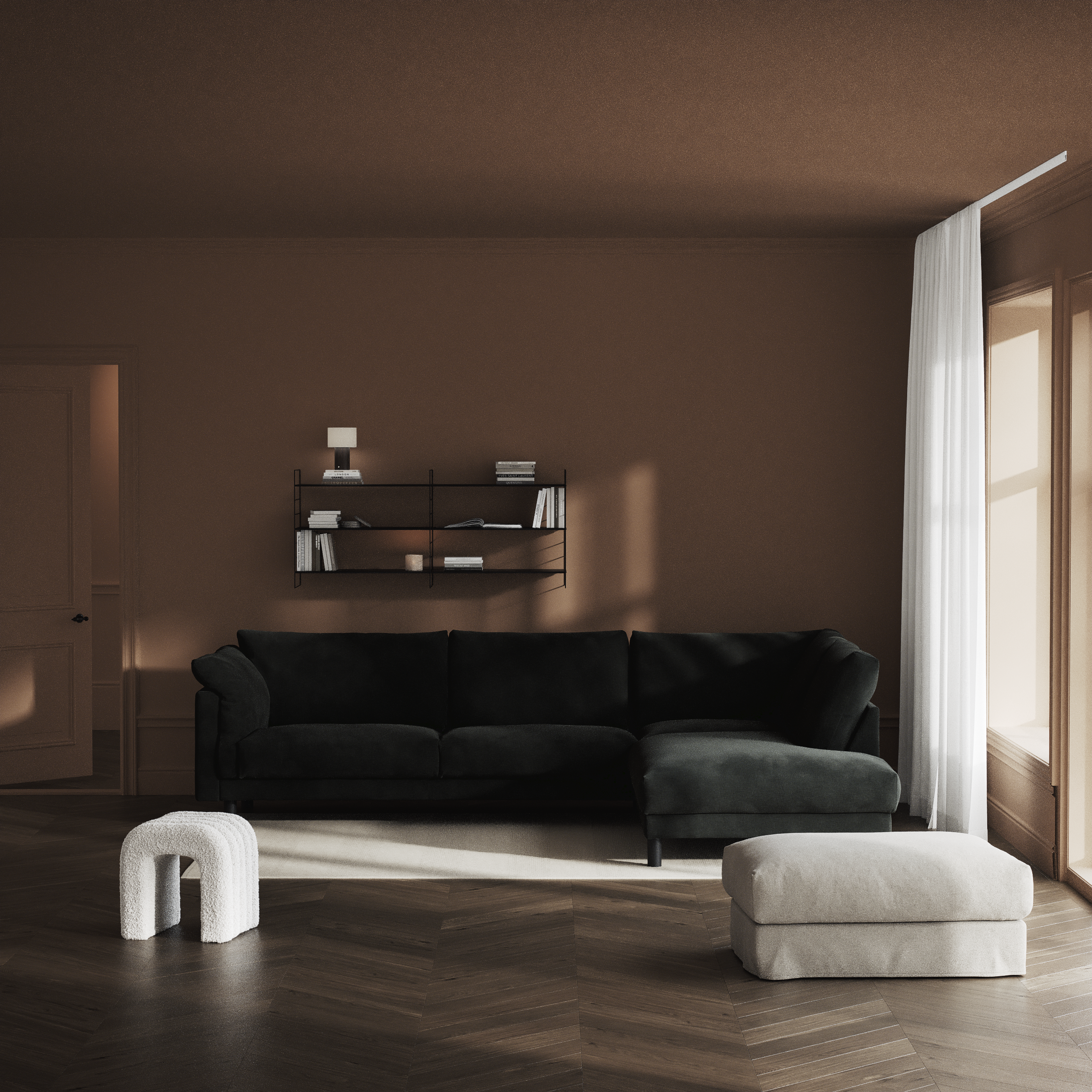 Cherrie - 3-sits soffa med divan höger, fast klädsel - inspiration
