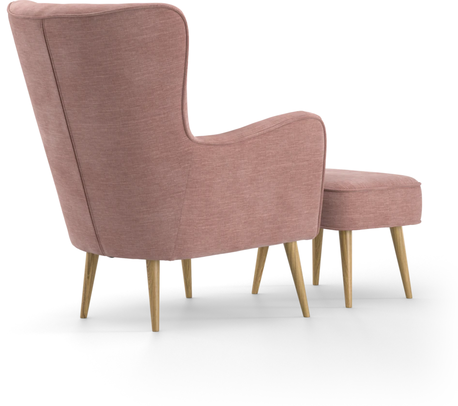 Cordelia - Fåtölj med fotpall - Rosa