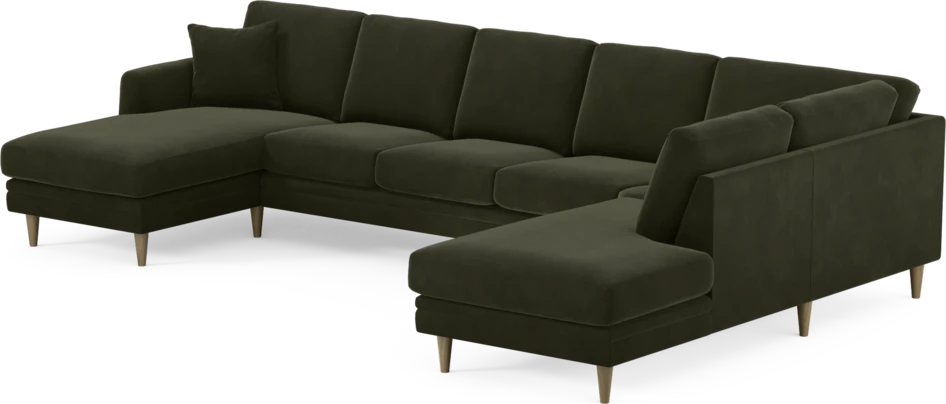 Eden - 3-sits soffa med schäslong vänster och divan höger - Grön