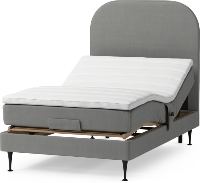 Roma Family - Ställbar säng, enkelsäng med bäddmadrass och sänggavel slät, B 90-120
