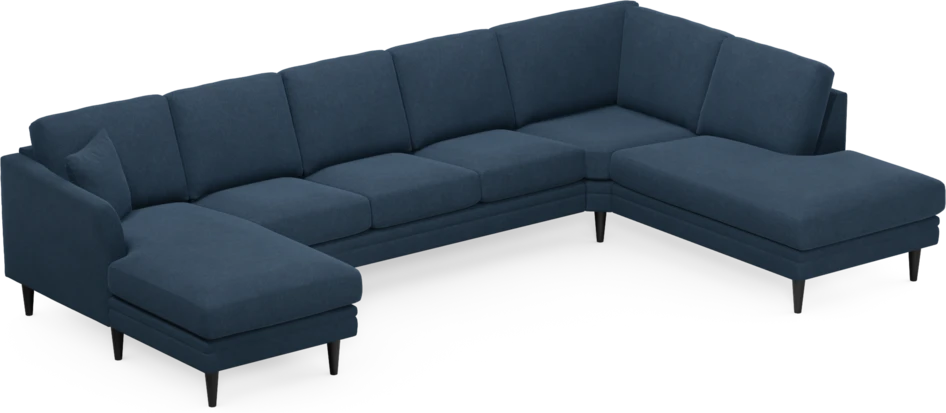 Eden - 3-sits soffa med schäslong vänster och divan höger - Blå
