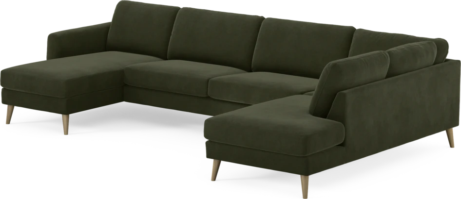 Bridge - 3-sits soffa med schäslong vänster och divan höger - Grön