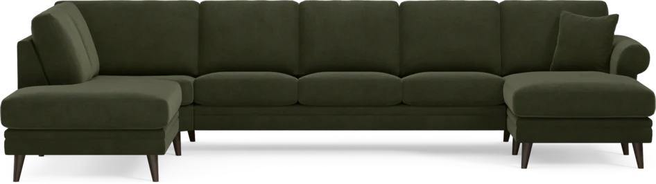 Eden - 3-sits soffa med divan vänster och schäslong höger - Grön