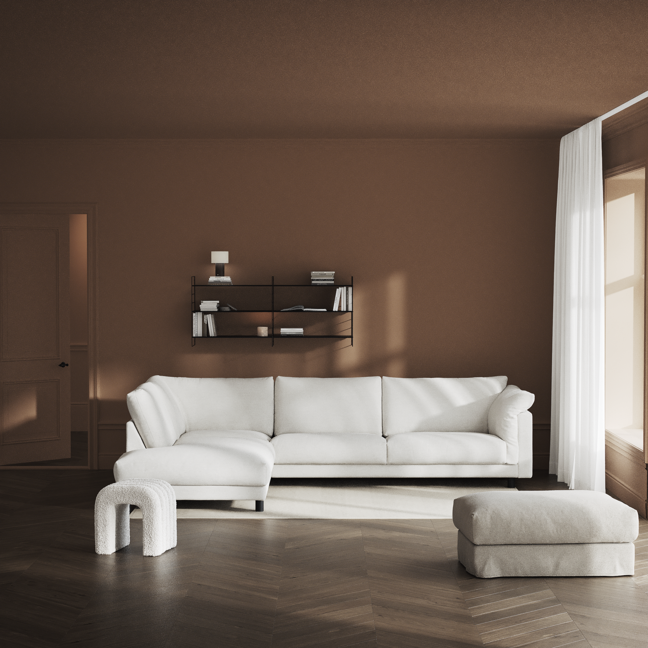 Cherrie - 3-sits soffa med divan vänster, fast klädsel - inspiration
