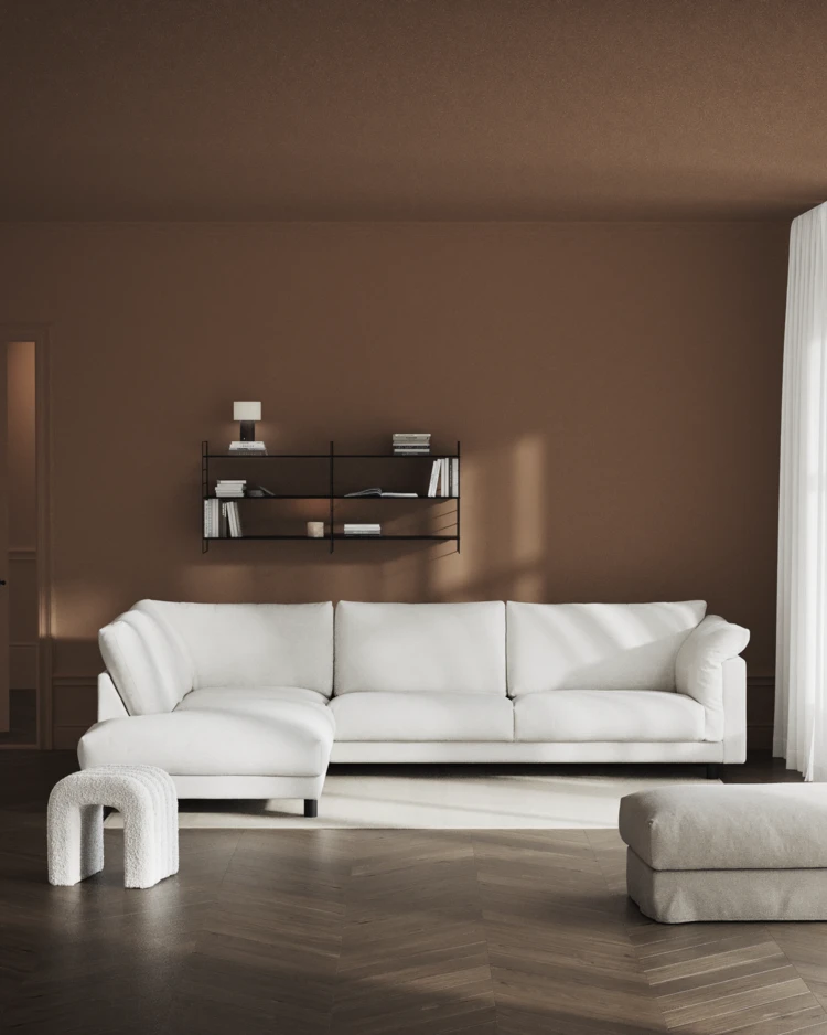Cherrie - 3-sits soffa med divan vänster, fast klädsel - inspiration