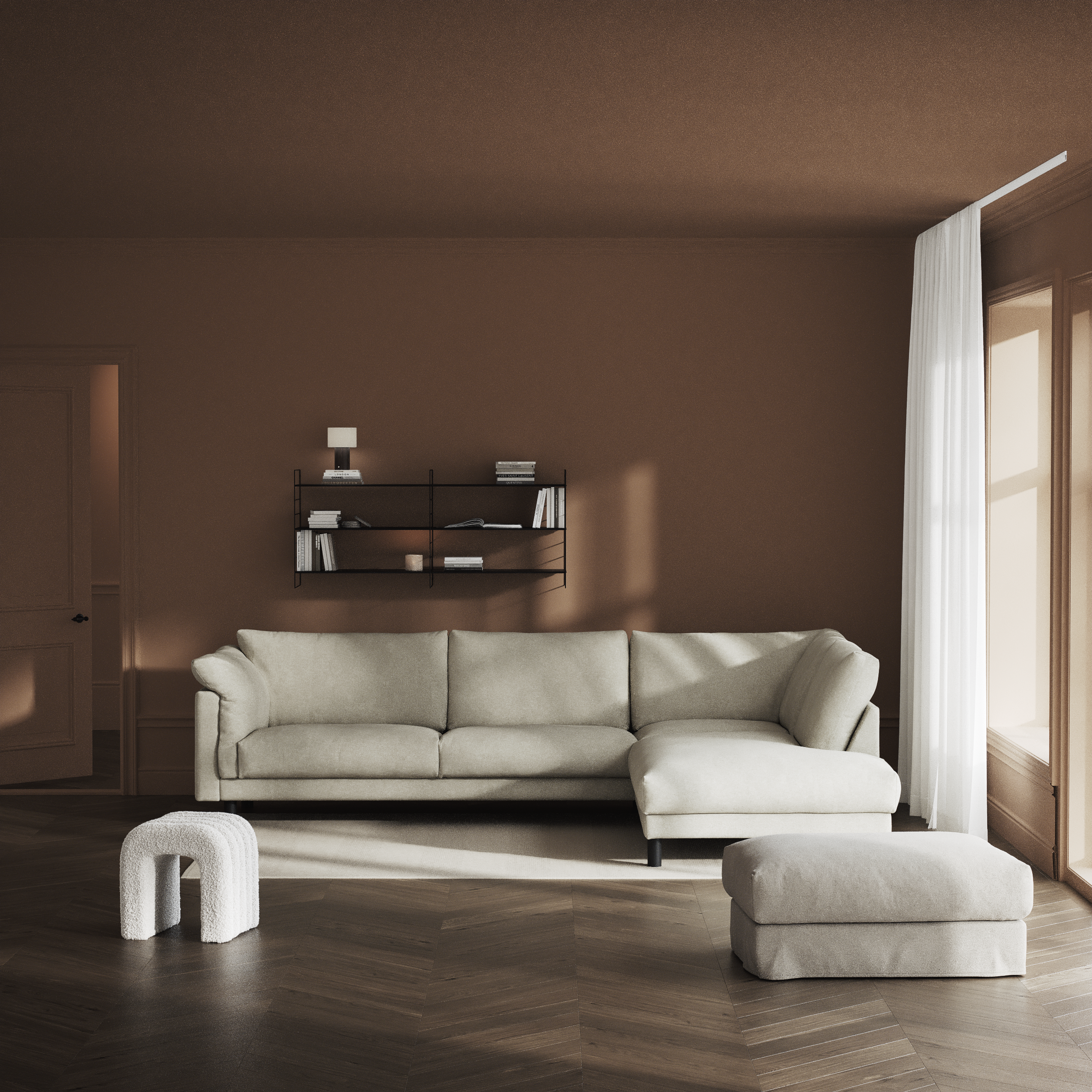 Cherrie - 3-sits soffa med divan höger, fast klädsel - inspiration