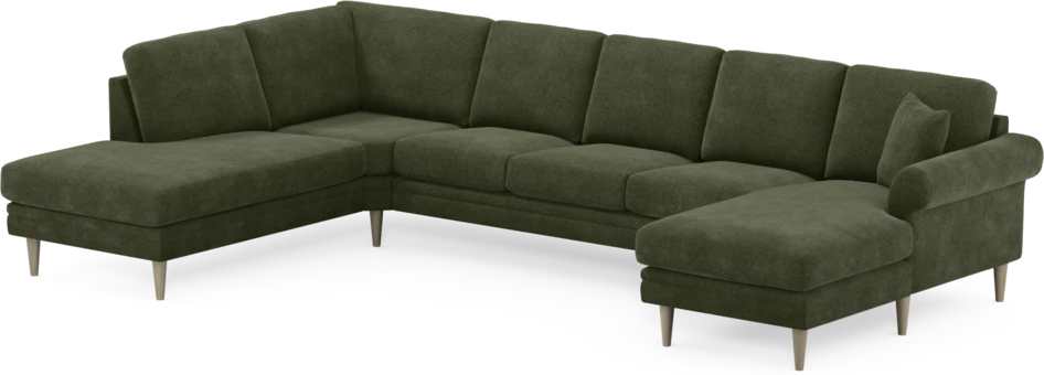Eden - 3-sits soffa med divan vänster och schäslong höger - Grön