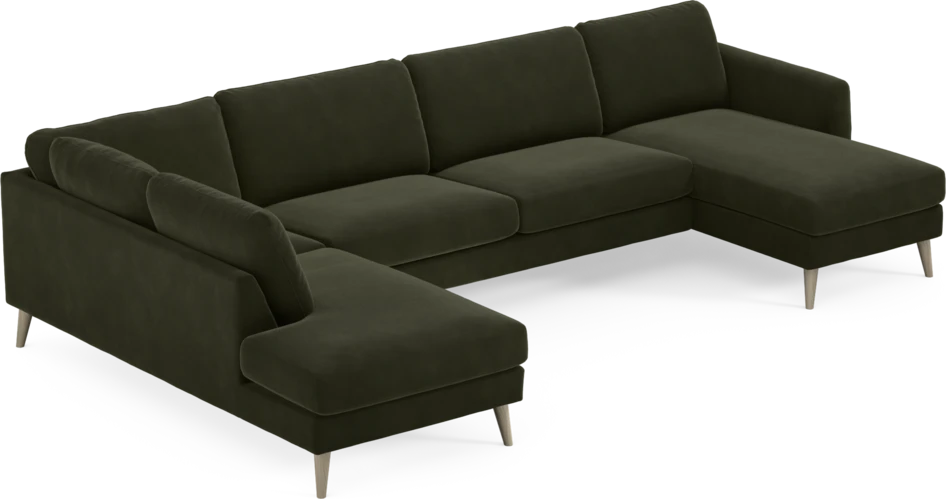 Bridge - 3-sits soffa med divan vänster och schäslong höger - Grön