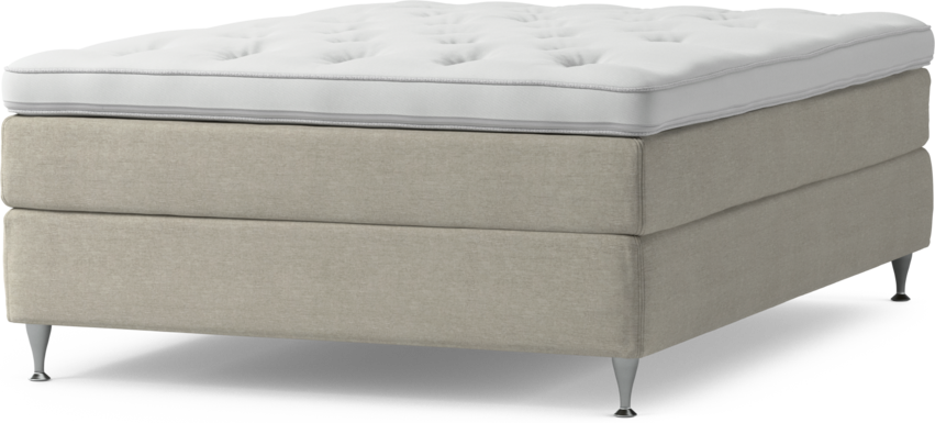 Delux Sense - Kontinentalsäng, enkelsäng 140 cm med bäddmadrass och sängben - Beige