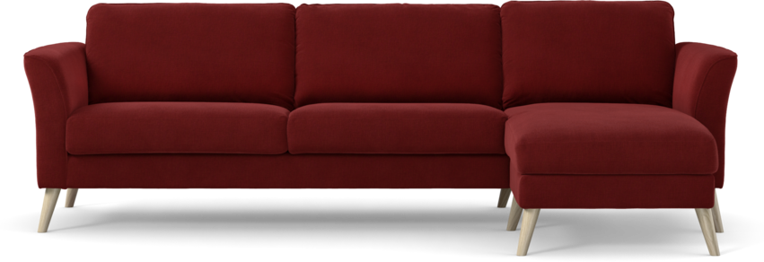 Bridge - 3-sits soffa med schäslong höger - Röd