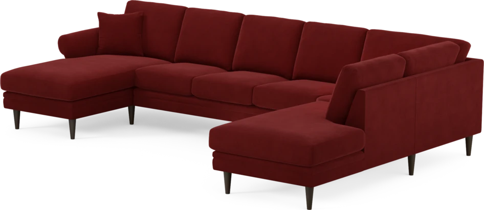 Eden - 3-sits soffa med schäslong vänster och divan höger - Röd