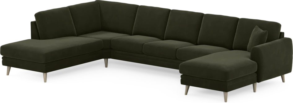 Eden - 3-sits soffa med divan vänster och schäslong höger - Grön