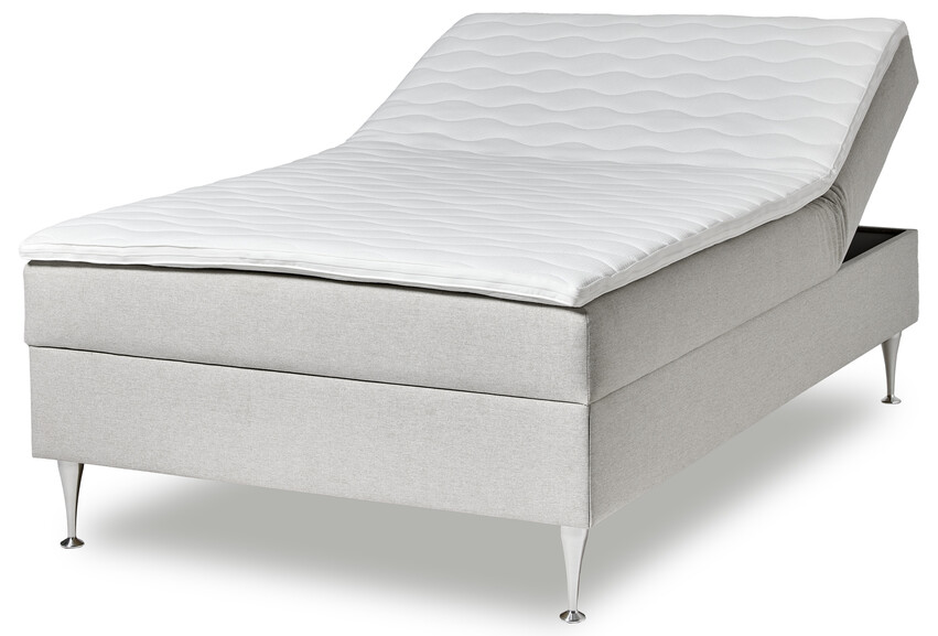 Ease - Manuellt ställbär säng med förvaring, enkelsäng med bäddmadrass - Beige