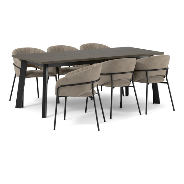 Nomad - Matgrupp med 6 karmstolar Selina - Beige