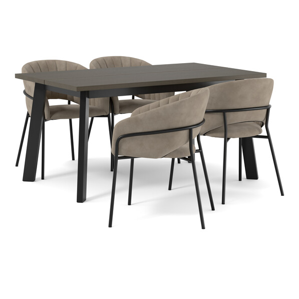 Nomad - Matgrupp med 4 karmstolar Selina - Beige