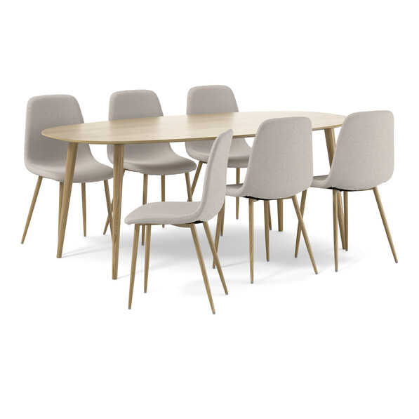 Plaine - Matgrupp med 6 stolar Tracy - Beige