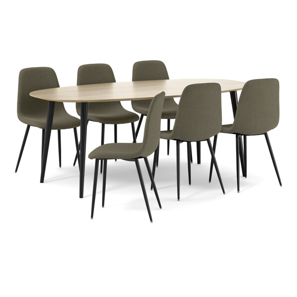 Plaine - Matgrupp med 6 stolar Tracy - Grön