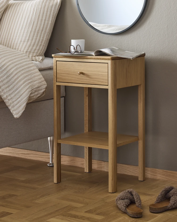 Tova - Sängbord med 1 låda, 40x37x70 cm - inspiration