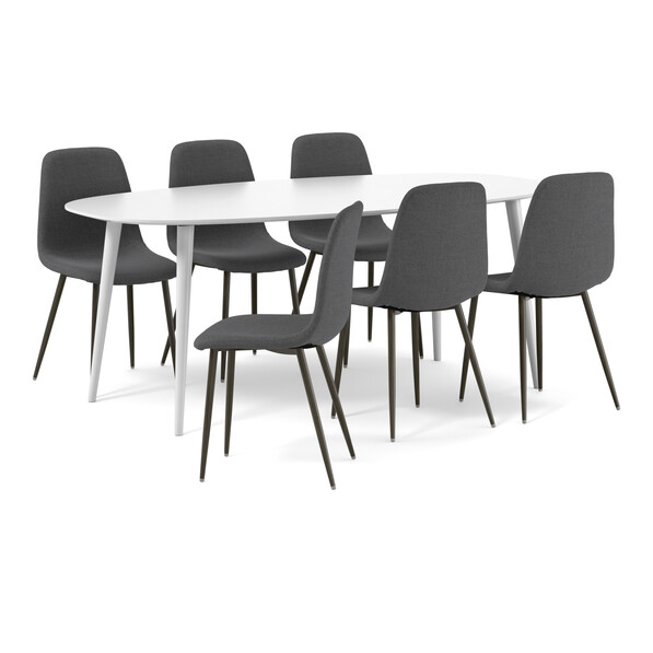Plaine - Matgrupp med 6 stolar Tracy - Vit