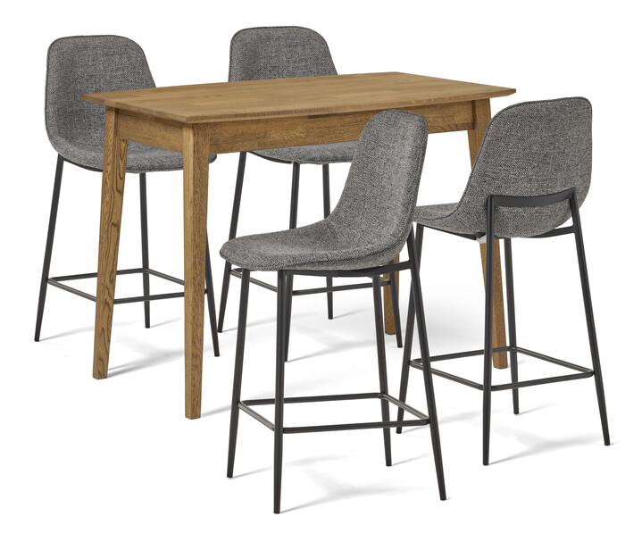 Ekerö - Matgrupp med 4 barstolar Melic - Grå