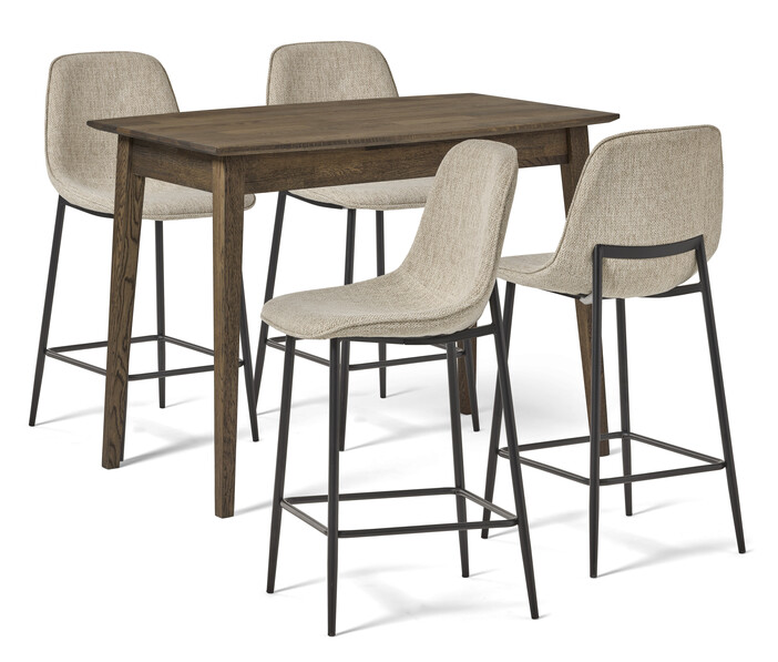 Ekerö - Matgrupp med 4 barstolar Melic - Brun