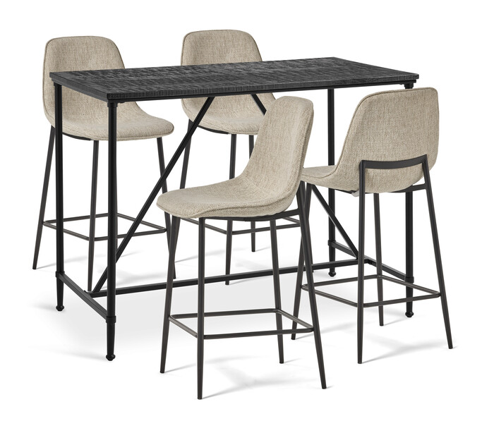 Gotham - Matgrupp med 4 barstolar Melic - Beige