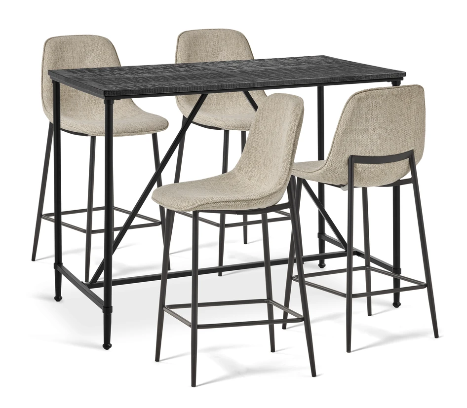 Gotham - Matgrupp med 4 barstolar Melic - Beige