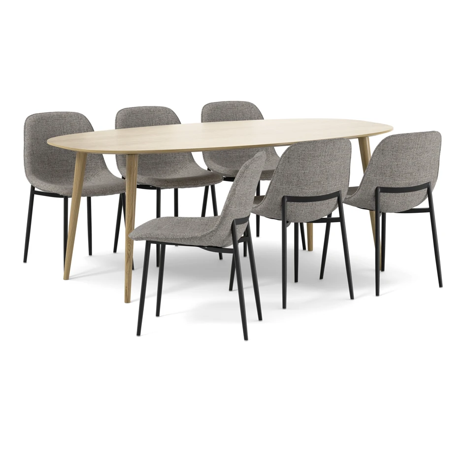 Plaine - Matgrupp med 6 stolar Melic - Beige