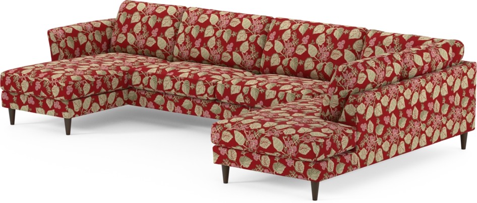 Bridge - 3-sits soffa med schäslong vänster och divan höger - Röd