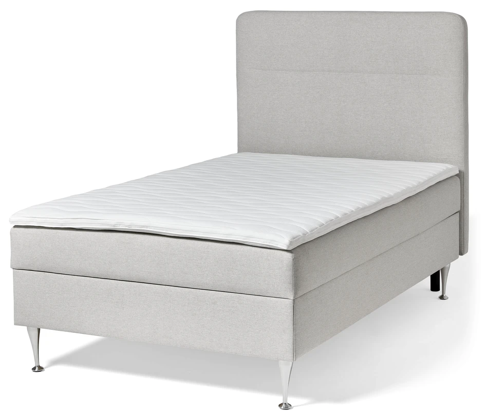 Ease - Manuellt ställbar säng med förvaring, enkelsäng 120x200 cm med bäddmadrass och sänggavel - Beige