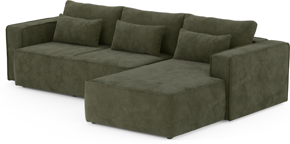 Ide - Bäddsoffa 3-sits med schäslong höger - Grön
