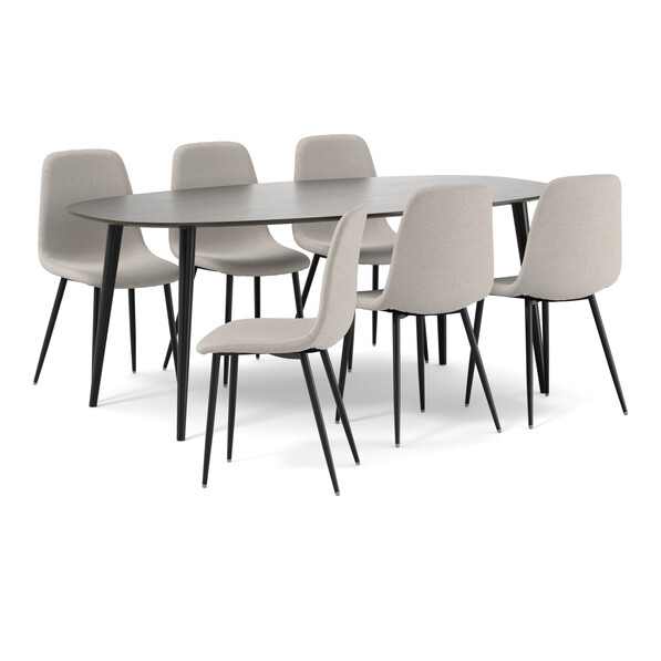 Plaine - Matgrupp med 6 stolar Tracy - Beige