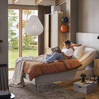 Ease - Manuellt ställbär säng med förvaring, enkelsäng med bäddmadrass - inspiration