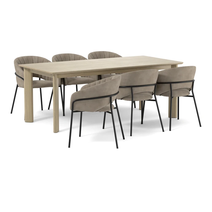 Amina, Matgrupp med 6 karmstolar Selina