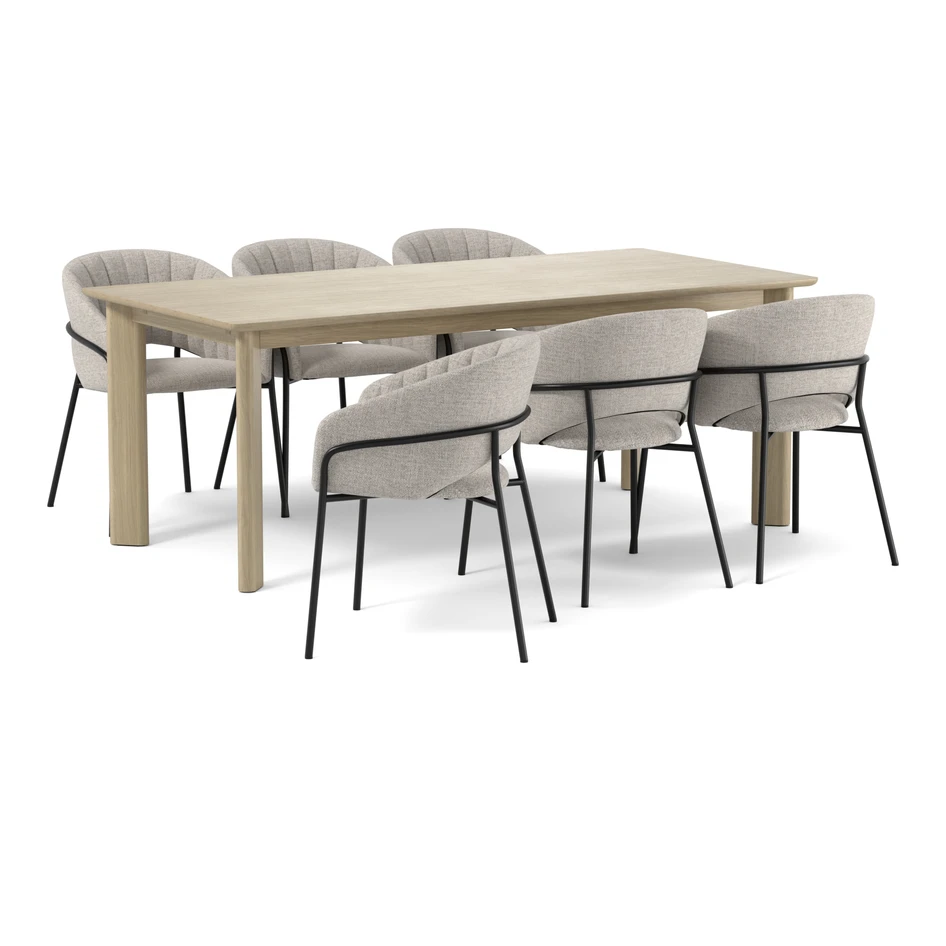 Amina - Matgrupp med 6 karmstolar Selina - Beige