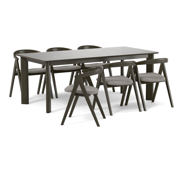 Amina - Matgrupp med 6 stolar Arvid - Brun