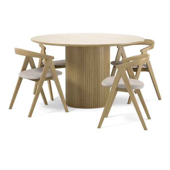 Astrid - Matgrupp med 4 stolar Arvid - Beige