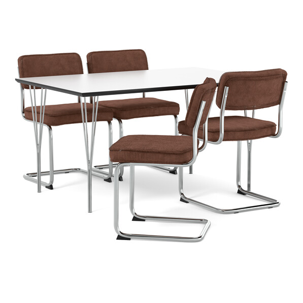 Spencer - Matgrupp med 4 stolar Merano - Orange