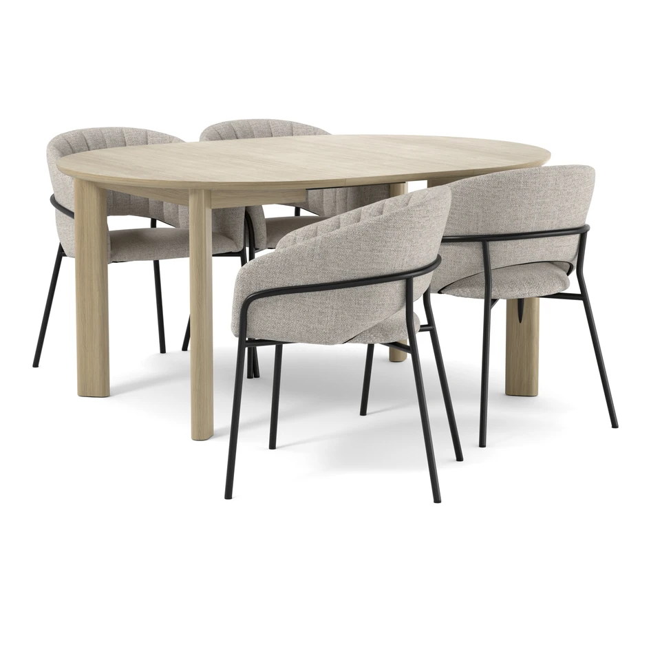Amina - Matgrupp med 4 karmstolar Selina - Beige