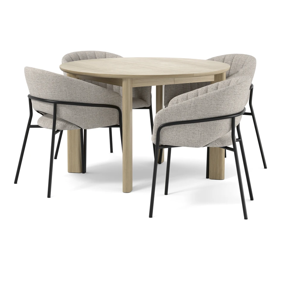 Amina - Matgrupp med 4 karmstolar Selina - Beige